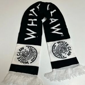 *FREE* WHITE CLAW HARD SELTZER KNIT SCARF WITH FRINGE BLACK & WHITE